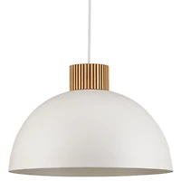 Modern white ceiling light with wooden detail