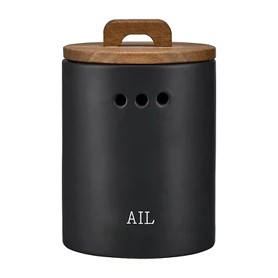 Garlic Storage Jar with Wooden Lid