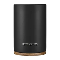 Ceramic Ustensil Holder with Wooden Base