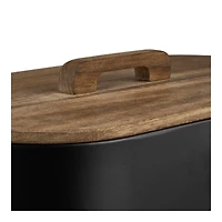 Black Bread Box with Wooden Lid