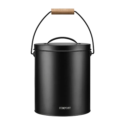 Compost Bin Black with Wooden Handle