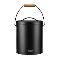 Compost Bin Black with Wooden Handle