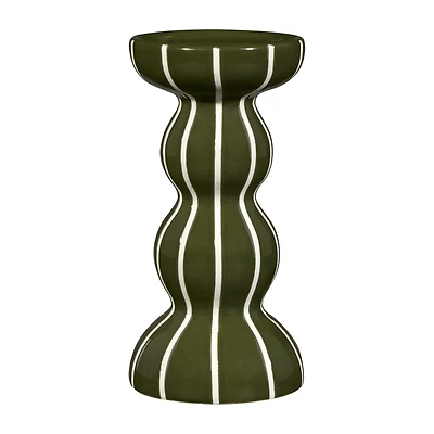 Green Wavy Ceramic Candle Holder