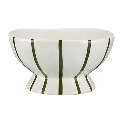 Green Striped Ceramic Decorative Bowl