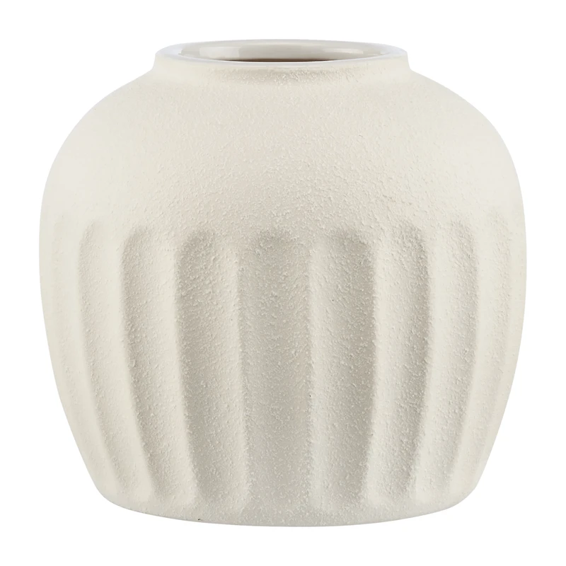 Textured Cream Ceramic Decorative Vase