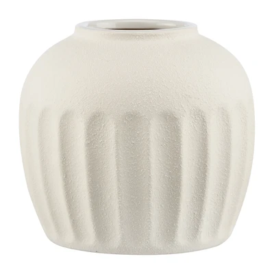 Textured Cream Ceramic Decorative Vase