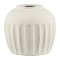 Textured Cream Ceramic Decorative Vase