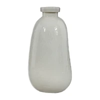 Glossy White Glass Decorative Vase