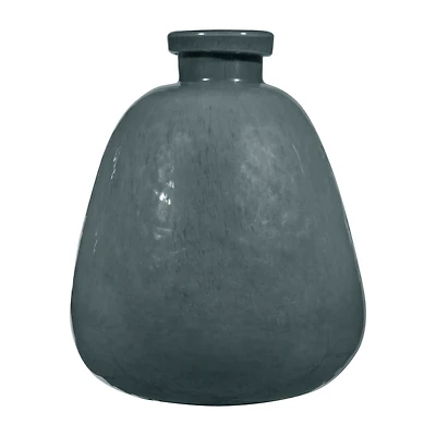 Glossy Dark Green Glass Decorative Vase
