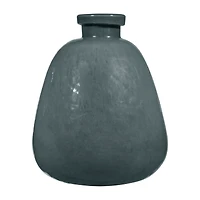 Glossy Dark Green Glass Decorative Vase