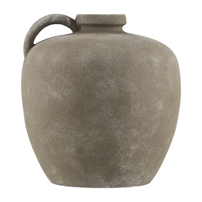 Matte Taupe Ceramic Decorative Jug with Handle