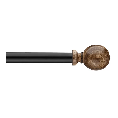 Black Curtain Rod with Wooden Finial