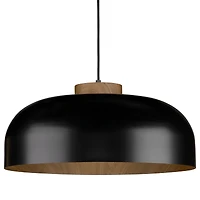 Black Metal Pendant Light with Wood Accent