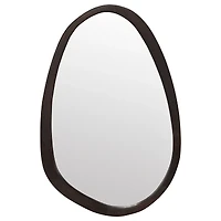 Organic Shaped Mirror with Brown Wood Frame