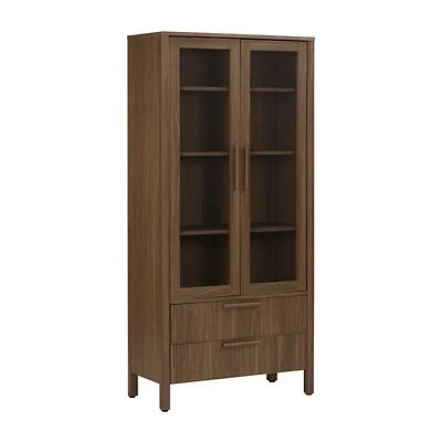 Two Glass Door Walnut Buffet
