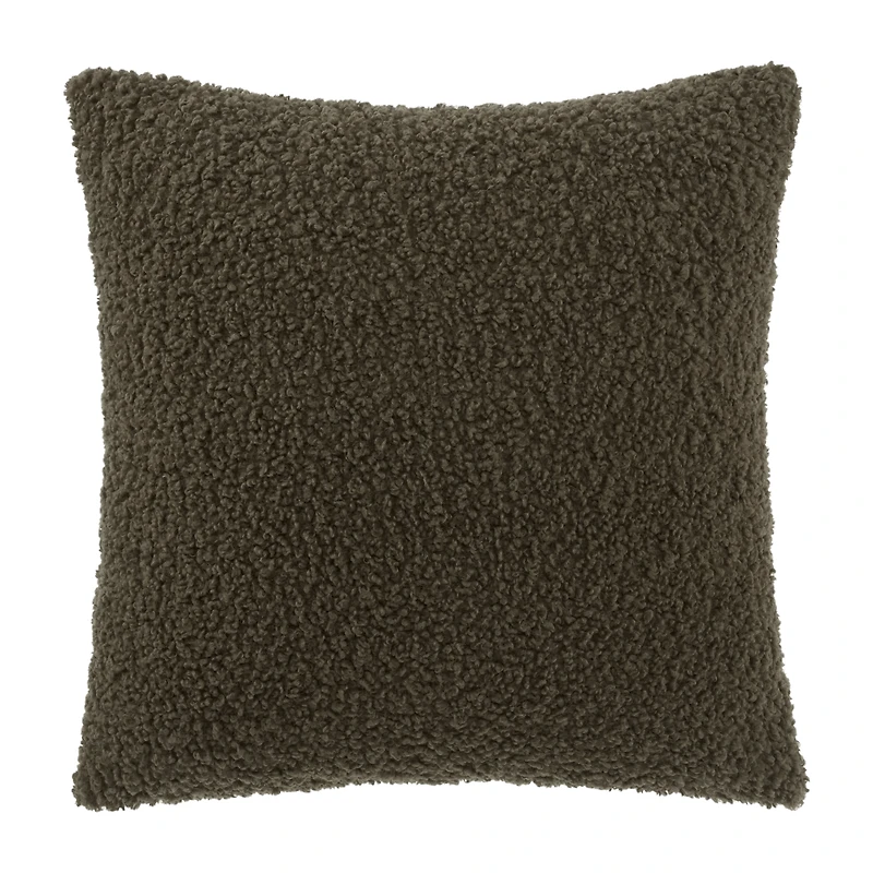 Dark Green Doodle Boucle Decorative Throw Pillow
