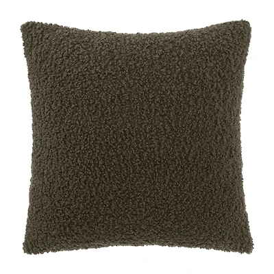 Dark Green Doodle Boucle Decorative Throw Pillow