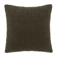Dark Green Doodle Boucle Decorative Throw Pillow