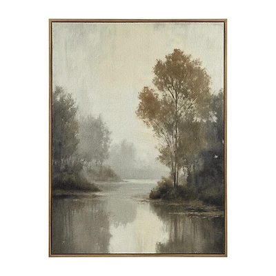 Partial Embellished River Landscape Framed Art