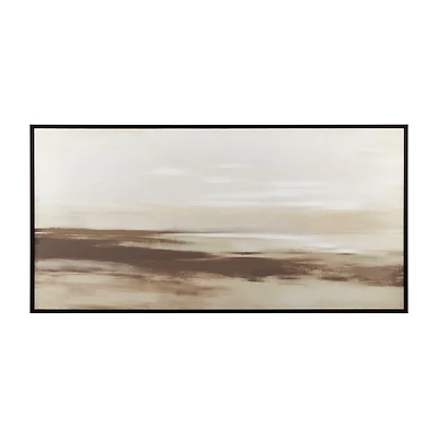 Gel-Embellished Brown Abstract Landscape Framed Art