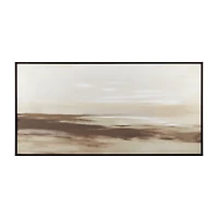 Gel-Embellished Brown Abstract Landscape Framed Art