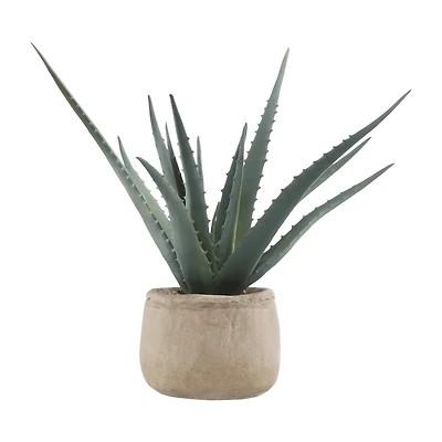 Artificial Aloe in Cement Pot