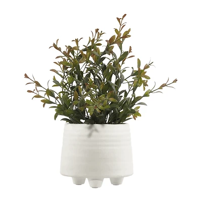 Artificial Grass in White Ceramic Pot
