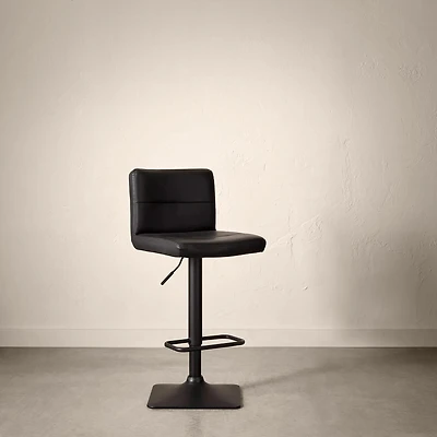 Black Matte Faux Leather and Metal Adjustable Bar Stool