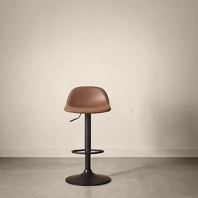 Adjustable Barstool in Faux Leather and Metal