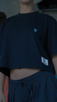 Blue Shiny Crop Top