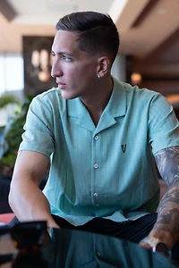 Green solid shirt