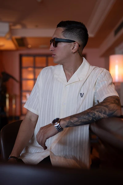 Cream solid shirt