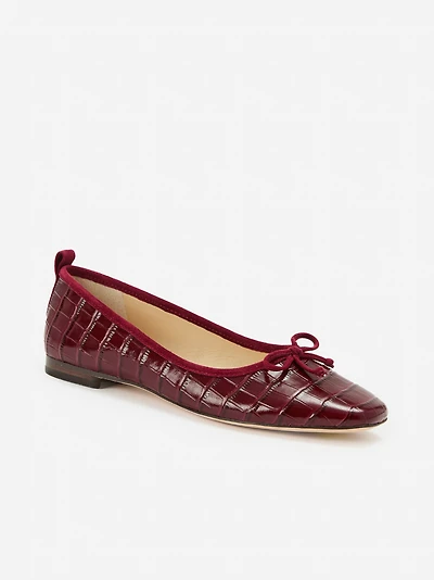 Anastasia Embossed Leather Flats Crocodile