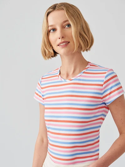 Signature Cap Sleeve Tee Bangle Multi Stripe