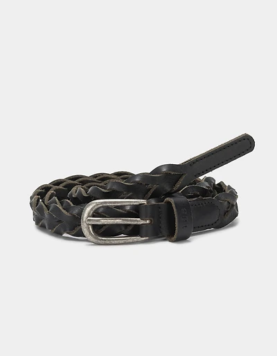 Leather Braided Belt Black