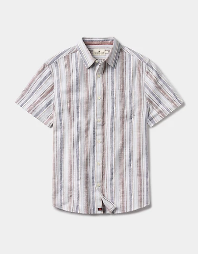 Freshwater Short Sleeve Button Up Shirt Misty Harbor Stripe