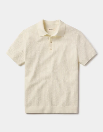 Robles Textured Knit Polo Ivory