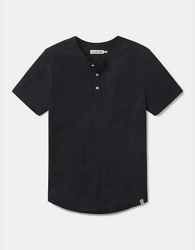 Vintage Slub Henley Black