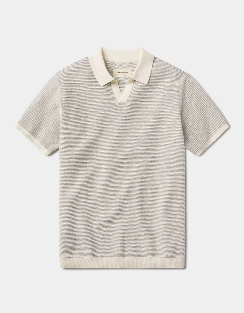 Robles Birdseye Knit Polo Cream/Grey