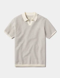 Robles Birdseye Knit Polo Cream/Grey