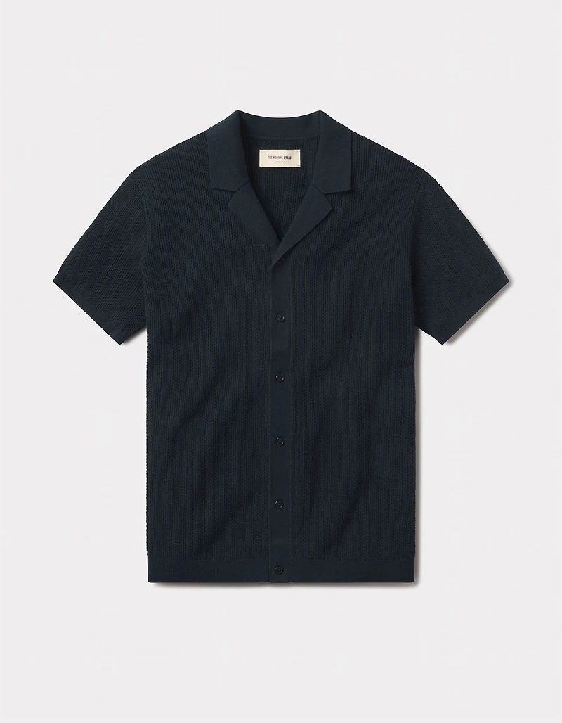 Robles Textured Knit Camp Button Up Dark Oasis