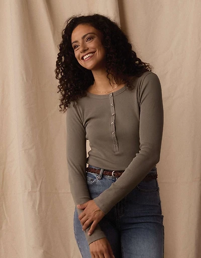 Normal Rib Henley Moss