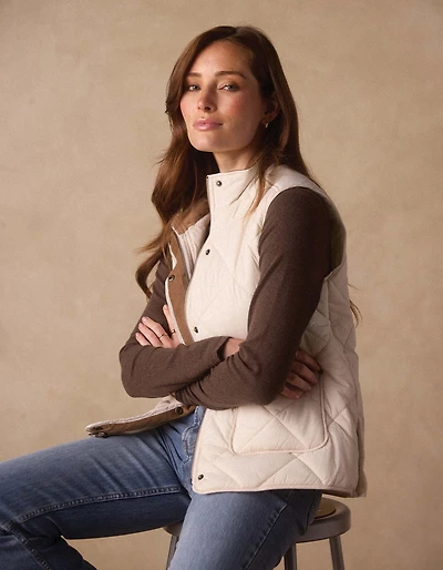 Quilted Liner Vest Ecru/Dark Taupe