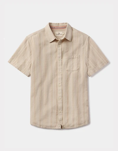 Freshwater Short Sleeve Button Up Shirt Sandstone Stripe