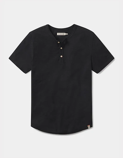 Vintage Slub Henley Black