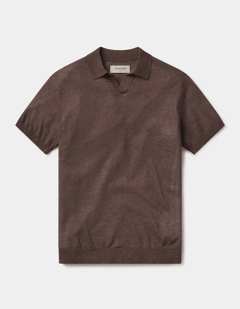 Summer Linen-Blend Polo Espresso