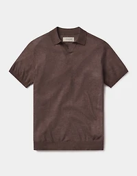 Summer Linen-Blend Polo Espresso