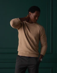 COOLMAX® Textured Crewneck Sweater Dark Taupe