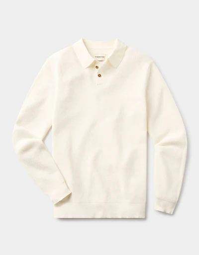 Robles Knit Waffle Stitch Polo Cream