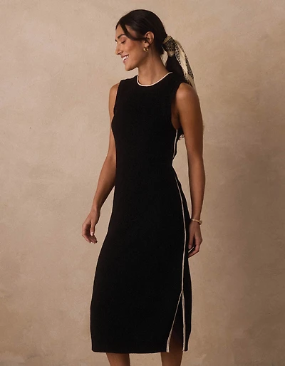 Lucia Knit Midi Dress Black/Cream